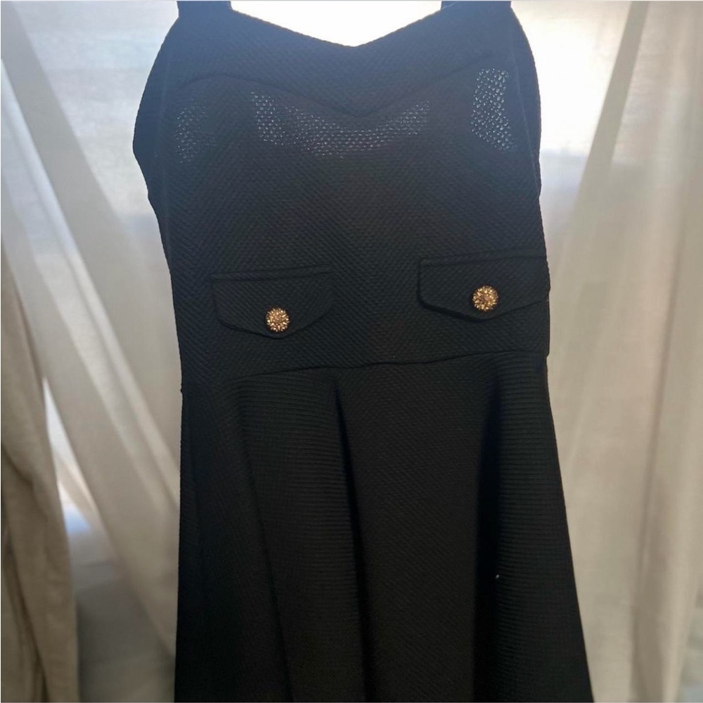 Papaya Black Strapless Dress with Gold Accents